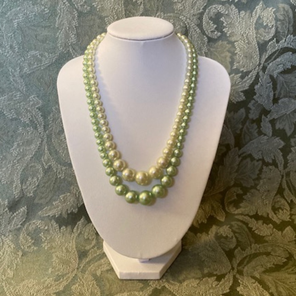 Vintage Two Strand Faux Pearl Necklace
